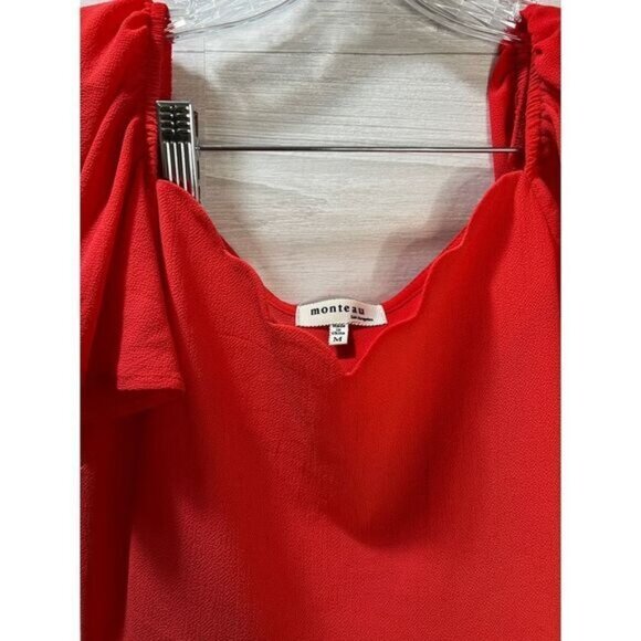 Monteau Ruffle Trim Peplum Top Pink Medium NWOT - Picture 5 of 6